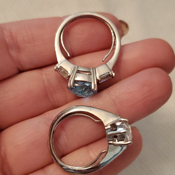 Set of 2 Rhodium Plated CZ Rings- Adjustable - Picture 6 of 8